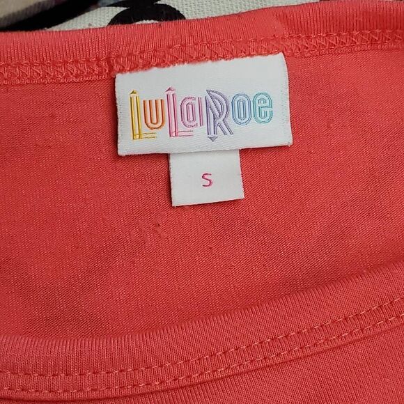 LuLaRoe Long Sleeve Midi Dress Size Small Solid Coral Pink Stretch Knit Pullover - Picture 5 of 6